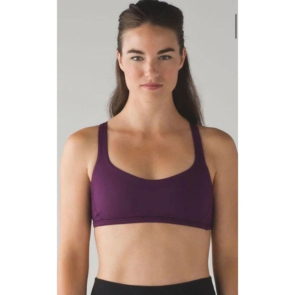 Lululemon Free to Be Bra Wild Women's 4 Goodnight Plum Strappy Sports Bra